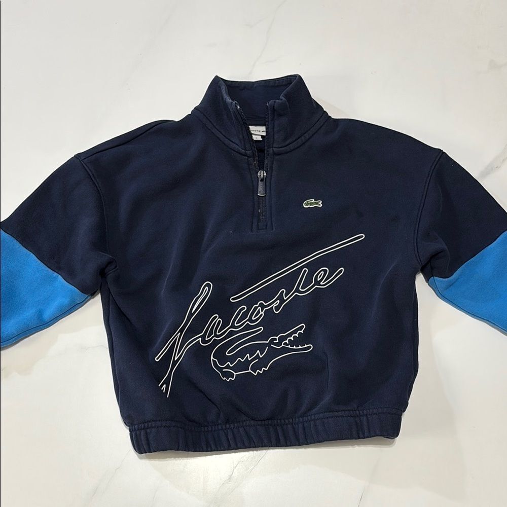 Lacoste Navy and Blue Quarter-Zip Sweatshirt